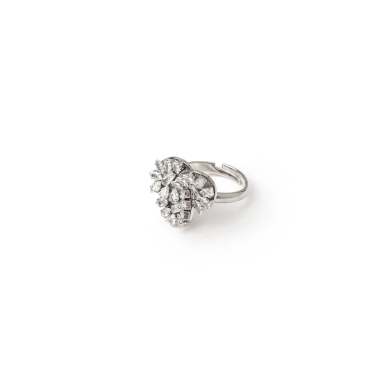 Anello a dischetti incrociati Diana - Bianco