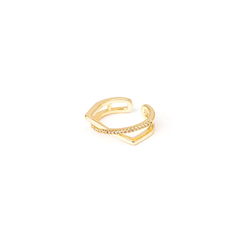 Anello a due fasce filiformi incrociate Rania - Oro