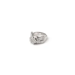 Anello a strisce incrociate Diana - Bianco