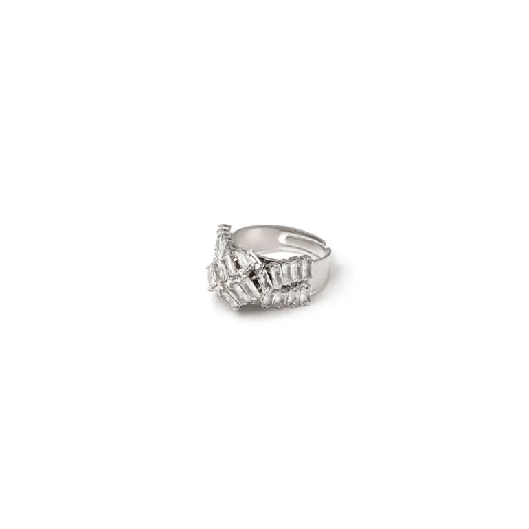 Anello a strisce incrociate Diana - Bianco