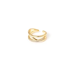 Anello a tre fili crociati Rania - Oro