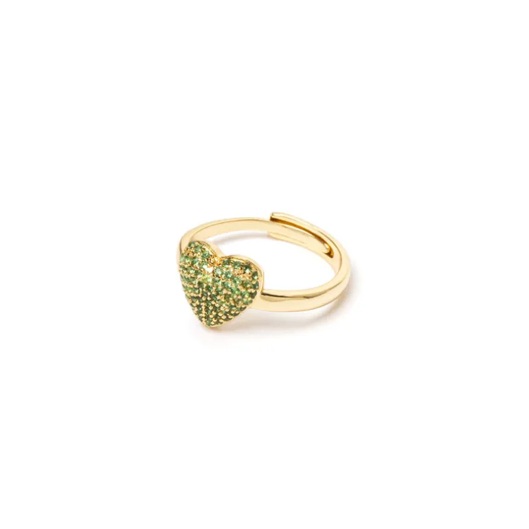 Anello con cuore Petit Pavè - Verde