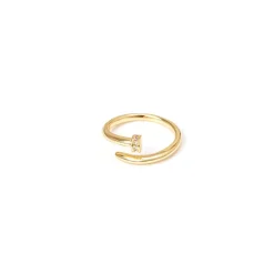 Anello con fascia filiforme e terminale a blocchetto Rania - Oro