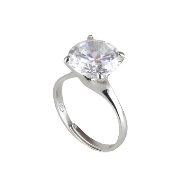 Anello con grande zircone Pearl - Bianco