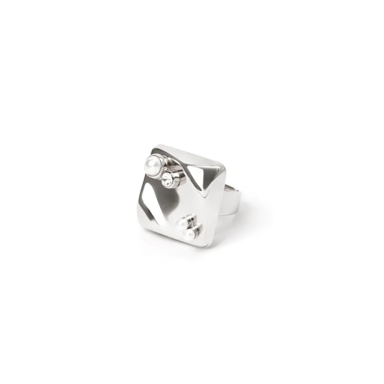 Anello con top quadrato Amaranta - Argento
