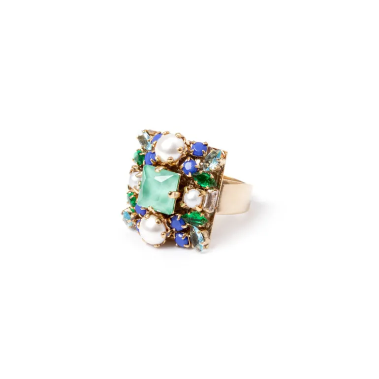 Anello con top quadrato Sirens - Blu