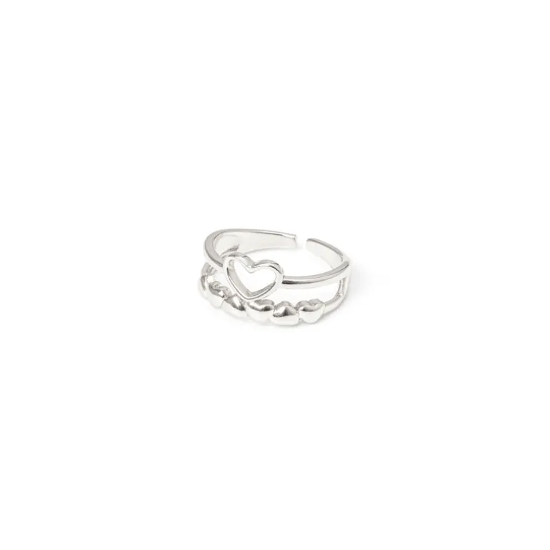Anello doppio filo e cuoricino Rania - Argento