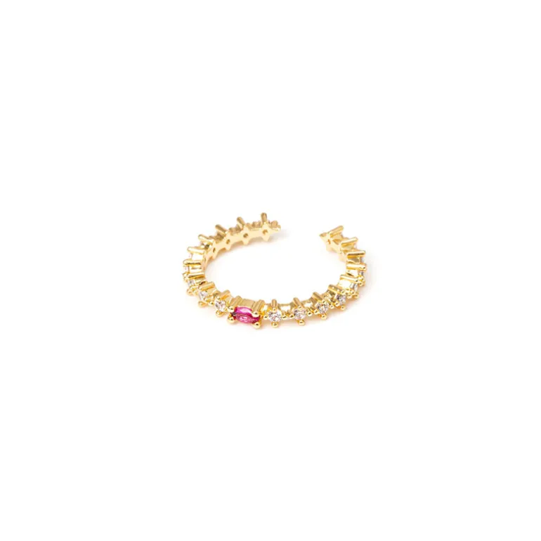 Anello linea di zirconi e ovale Rania - Rosso
