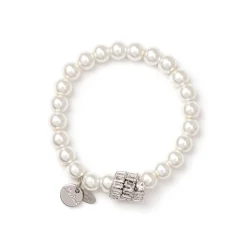 Bracciale elastico di perle Diana - Bianco