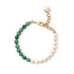 Bracciale Jane con Turchese e Perle di Fiume - Verde