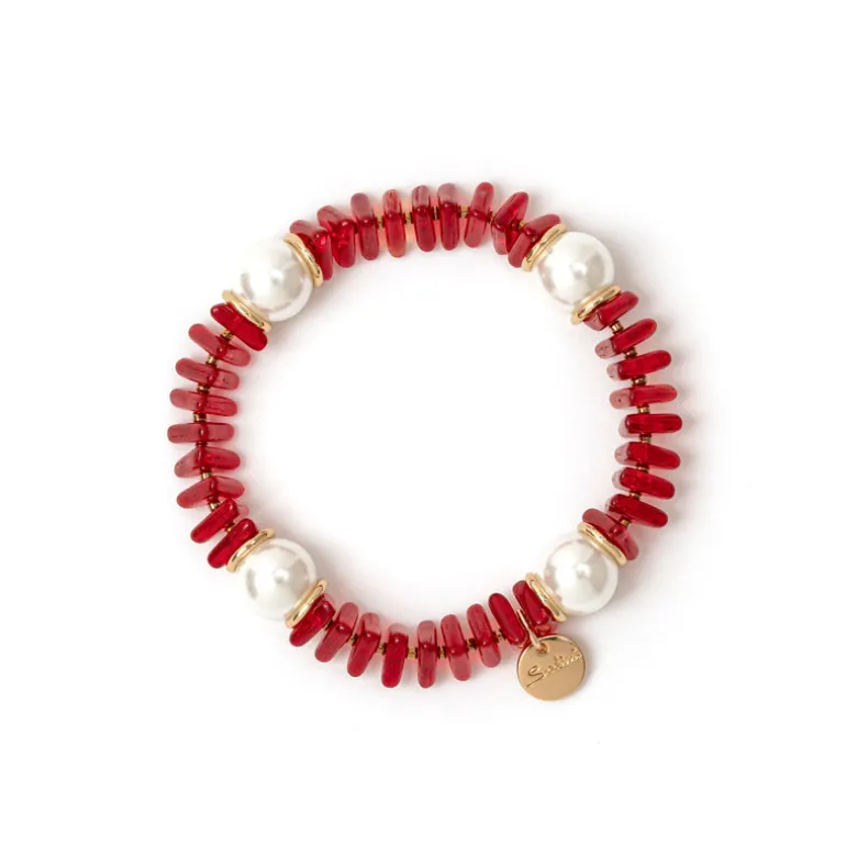 Bracciale Jane Rosso e Perla - Rosso
