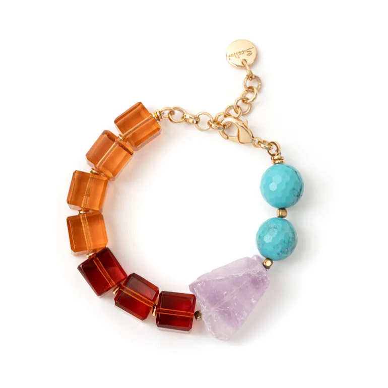 Bracciale Jane Turchese, Ametista, Rosso e Arancio - Multicolor