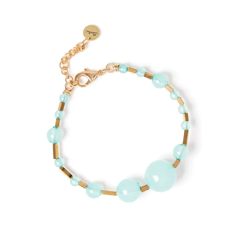 Bracciale sfere e barrette Clorofilla - Turchese