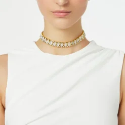 Choker triangoli ottone e zirconi Eva - Oro