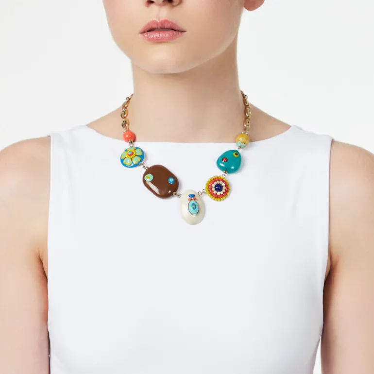Collana a maglie marinare e charm Partenope - Multicolor