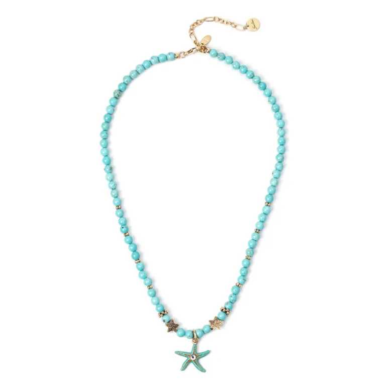 Collana boule e stella marina Partenope - Turchese