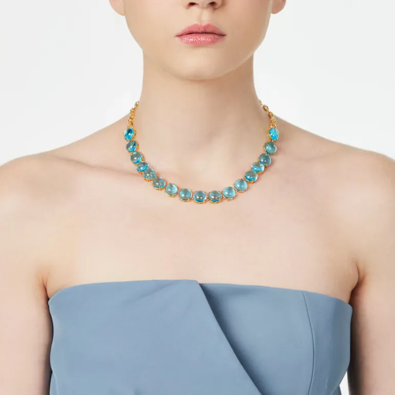 Collana catena e cabochon Blossom - Blu