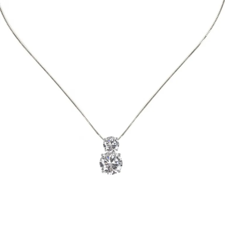 Collana con due zirconi Pearl - Bianco