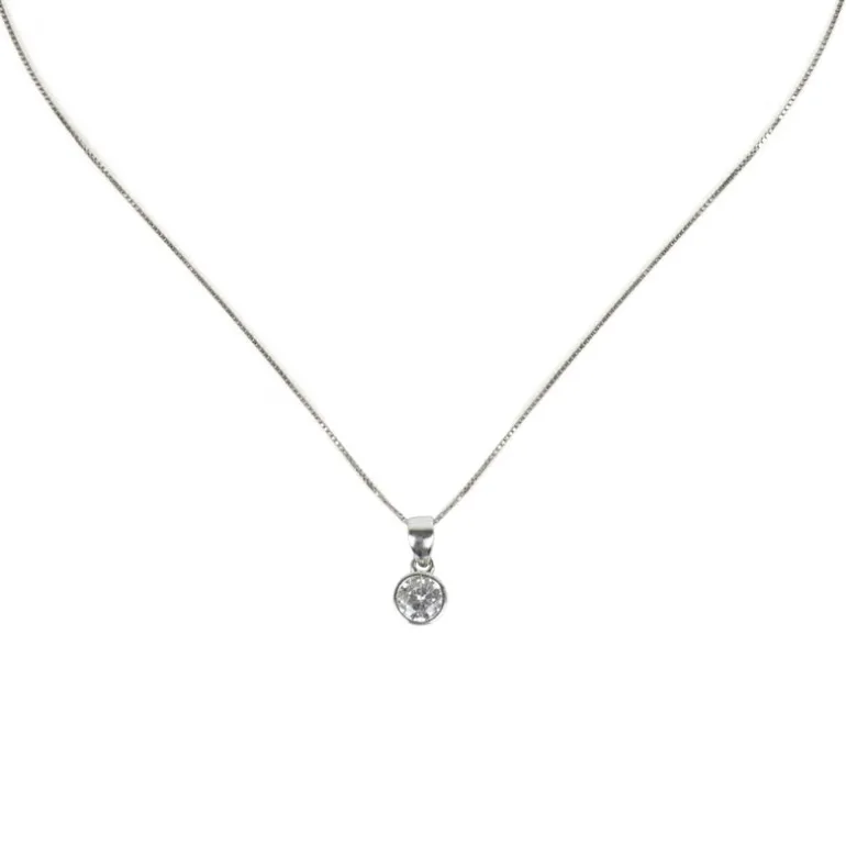 Collana con piccolo zircone Pearl - Bianco