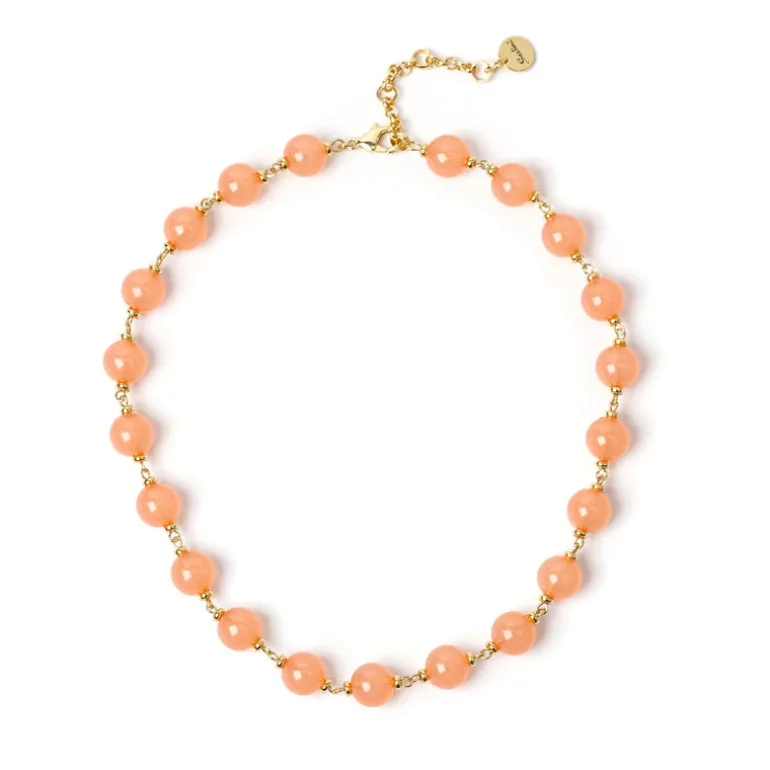 Collana corta a boule cromatiche incatenate Chantal - Arancio