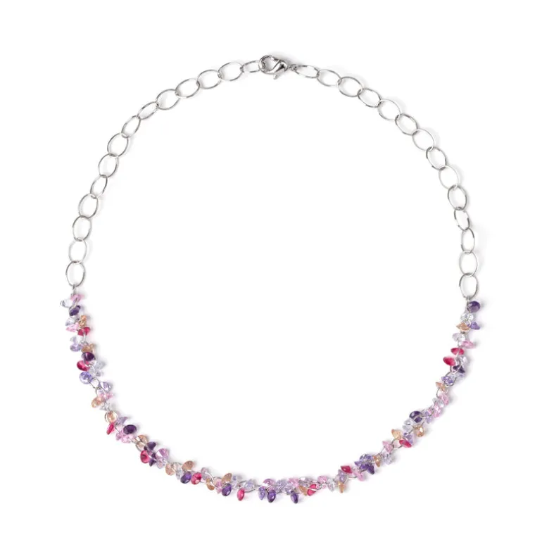 Collana corta con piccoli zirconi Kristall - Viola