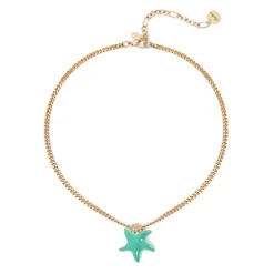 Collana corta groumette e stella marina Partenope - Turchese