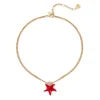 Collana corta groumette e stella marina Partenope - Rosso