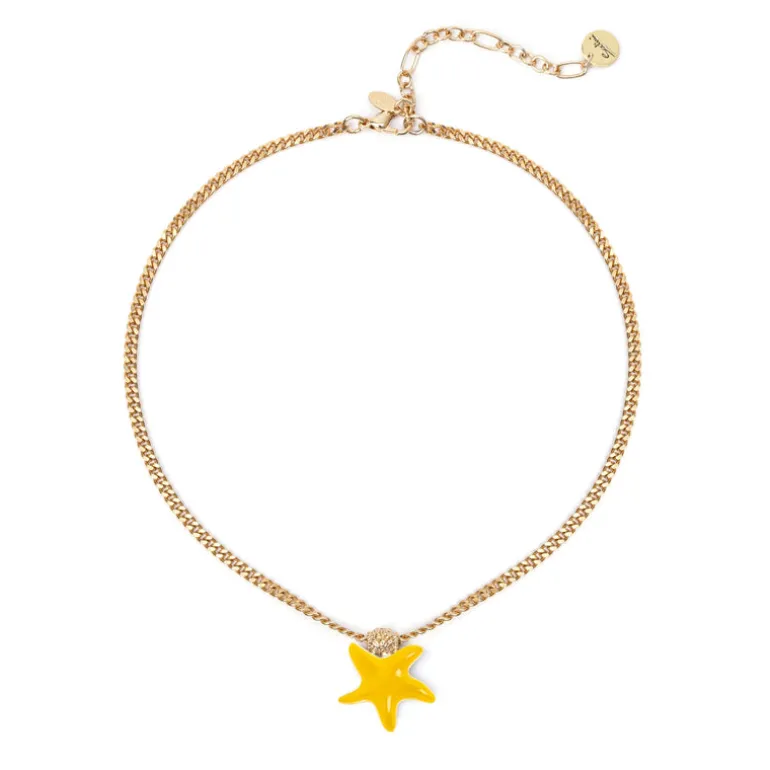 Collana corta groumette e stella marina Partenope - Giallo