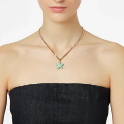 Collana corta groumette e stella marina Partenope - Turchese