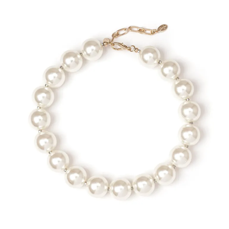 Collana corta maxi boules Kelly - Bianco