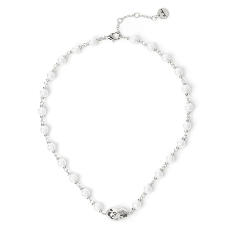 Collana corta perle incatenate Leila - Argento