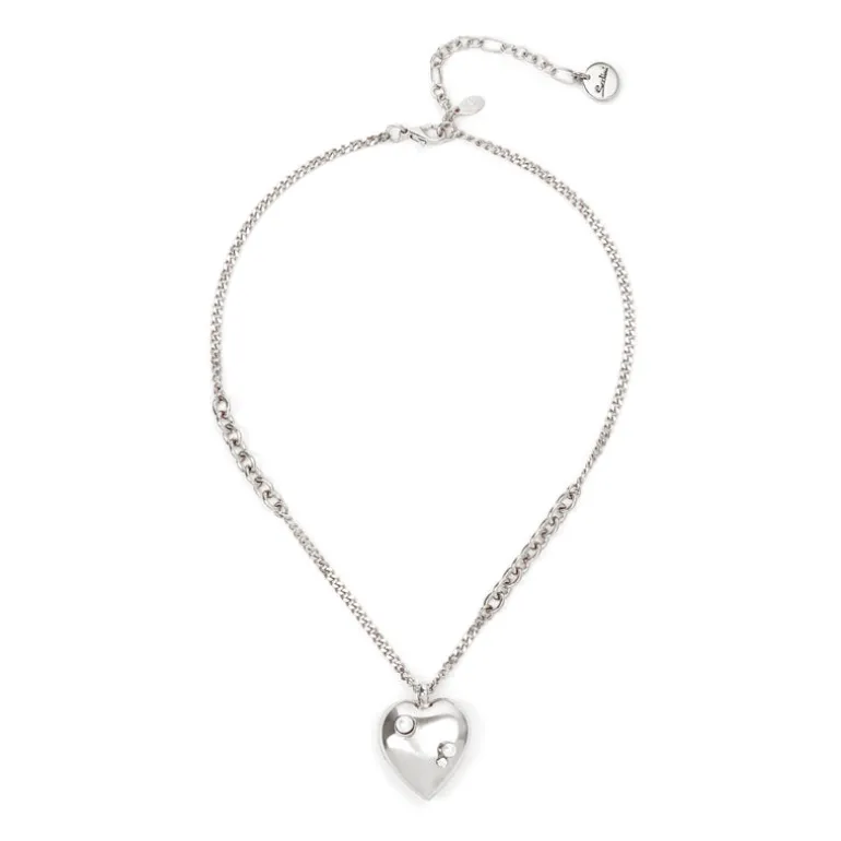 Collana corta rolò e cuore Amaranta - Argento