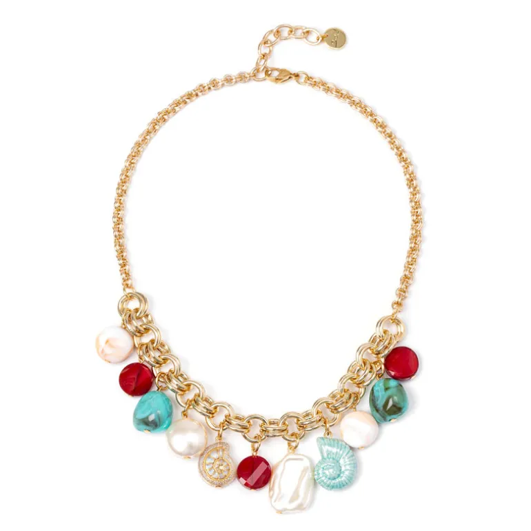 Collana corta rolò e pendenti Ondina - Multicolor