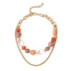 Collana Jane a doppio filo Agata, Pietra del Sole e Perle Naturali - Multicolor