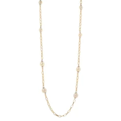 Collana lunga catena e perle incatenate Kelly - Bianco