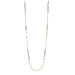 Collana lunga catena e perle Kelly - Bianco