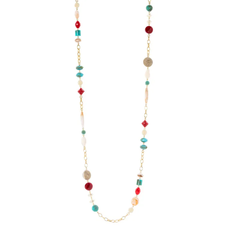 Collana lunga con elementi incatenati Ondina - Multicolor