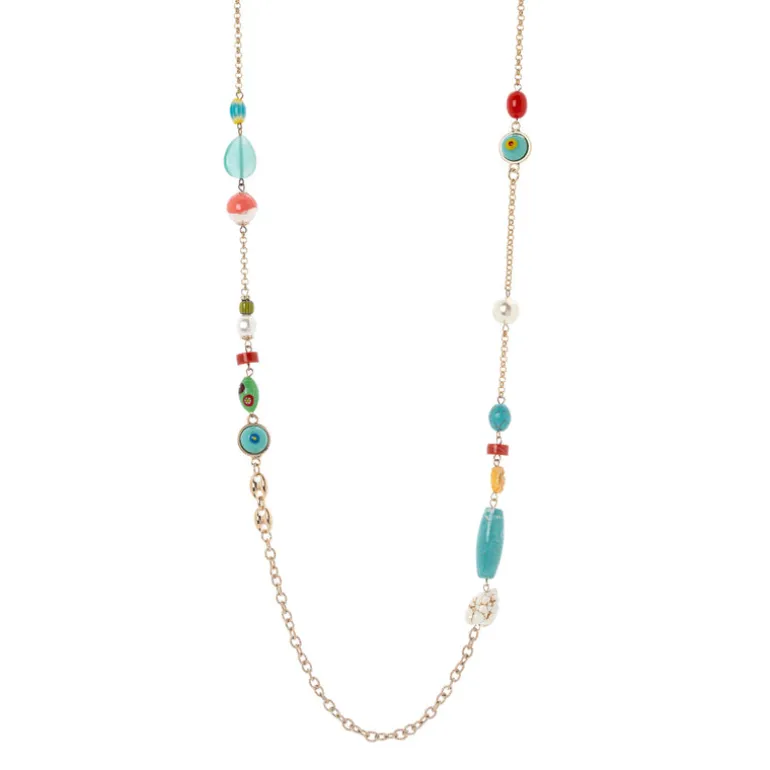 Collana lunga con elementi incatenati Partenope - Multicolor