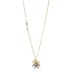 Collana lunga con insettino pendente Flora - Multicolor