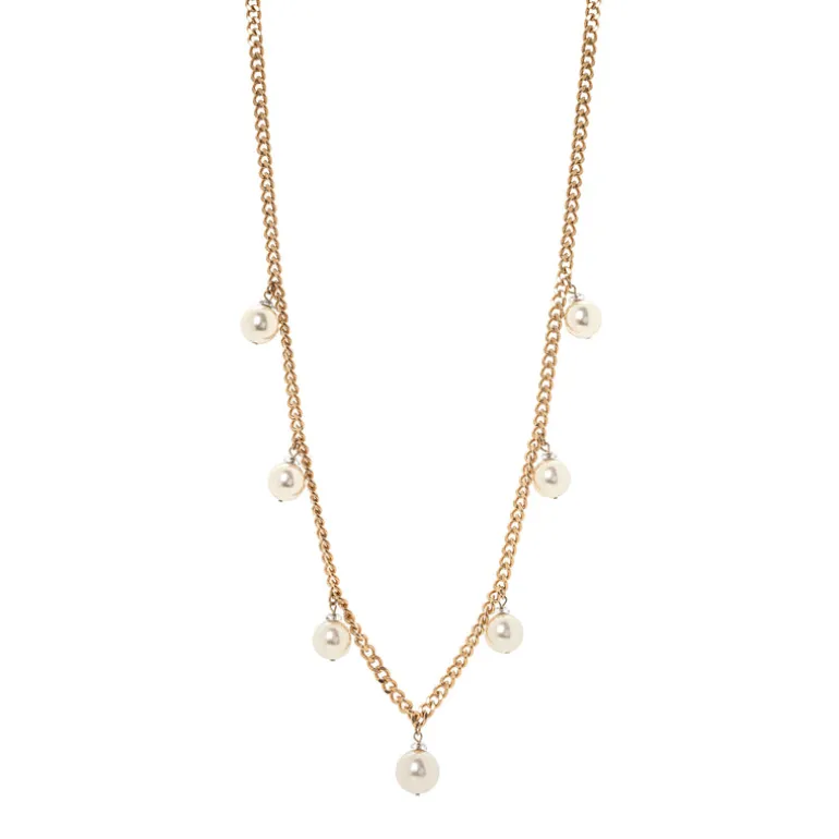 Collana lunga con perle pendenti Kelly - Bianco
