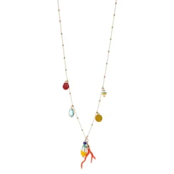 Collana lunga mini boule e corallo Partenope - Multicolor