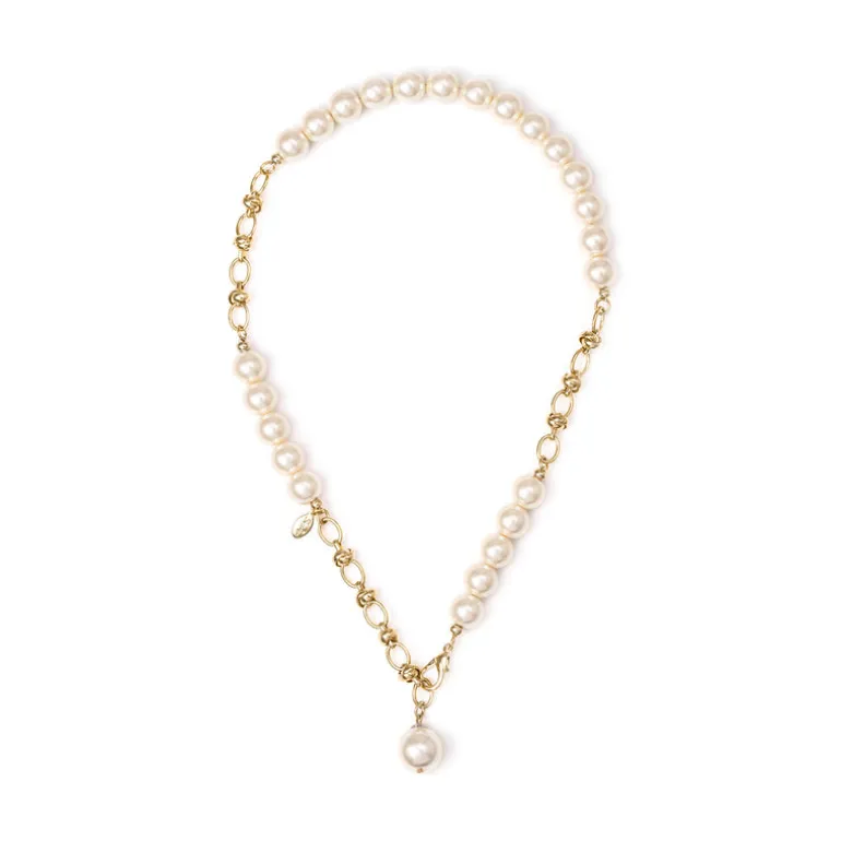Collana perle e catena Kelly - Bianco