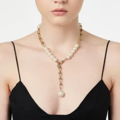 Collana perle e catena Kelly - Bianco