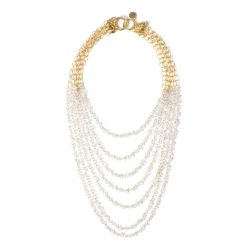 Collana sette fili con piccoli zirconi Kristall - Bianco
