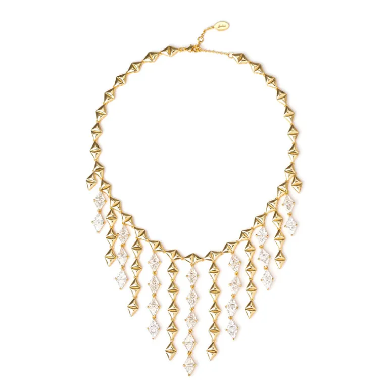 Girocollo a maglia geometrica e catenelle Eva - Oro