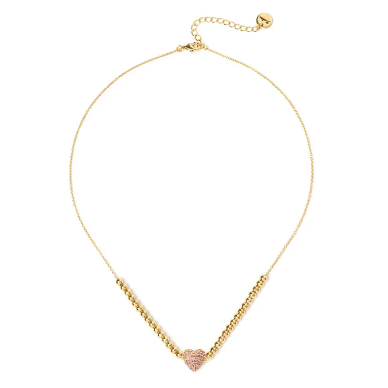 Girocollo boule e cuore Petit Pavè - Rosa