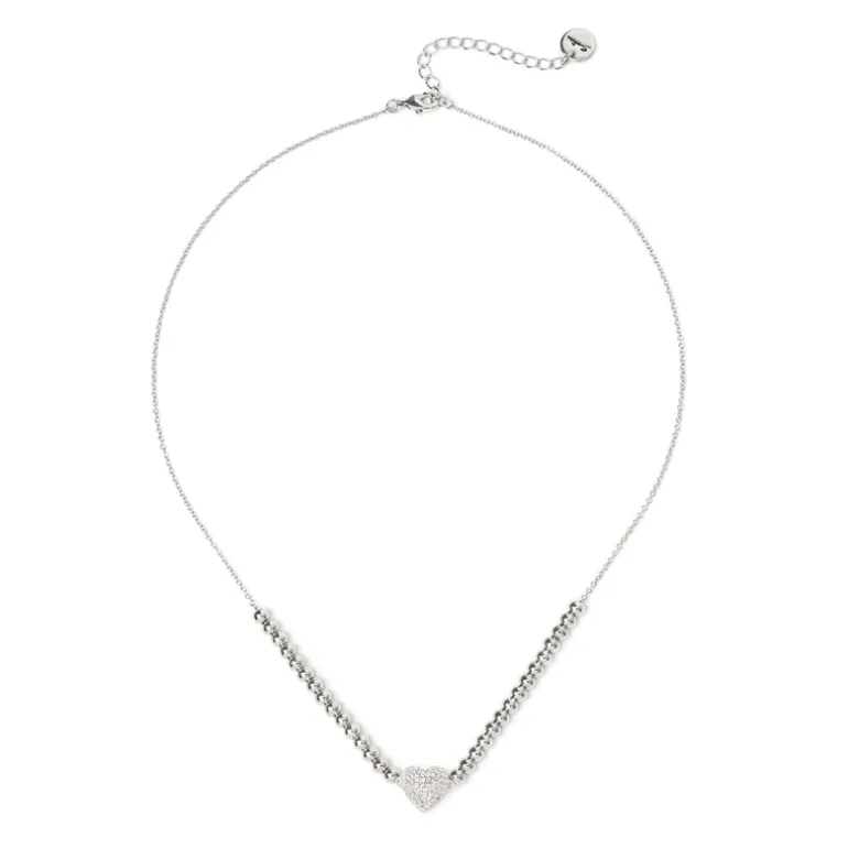 Girocollo boule e cuore Petit Pavè - Bianco