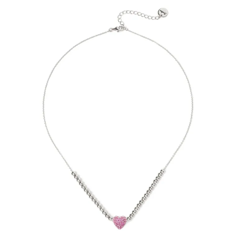 Girocollo boule e cuore Petit Pavè - Fucsia