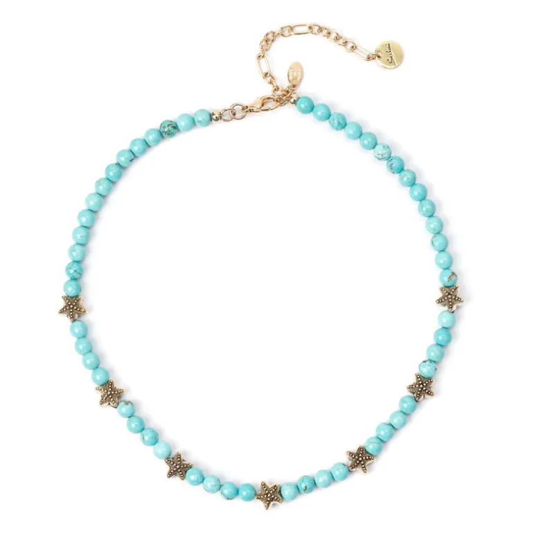 Girocollo boule e stelle marine Partenope - Turchese