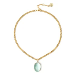 Girocollo catena e cabochon pendente Blossom - Verde